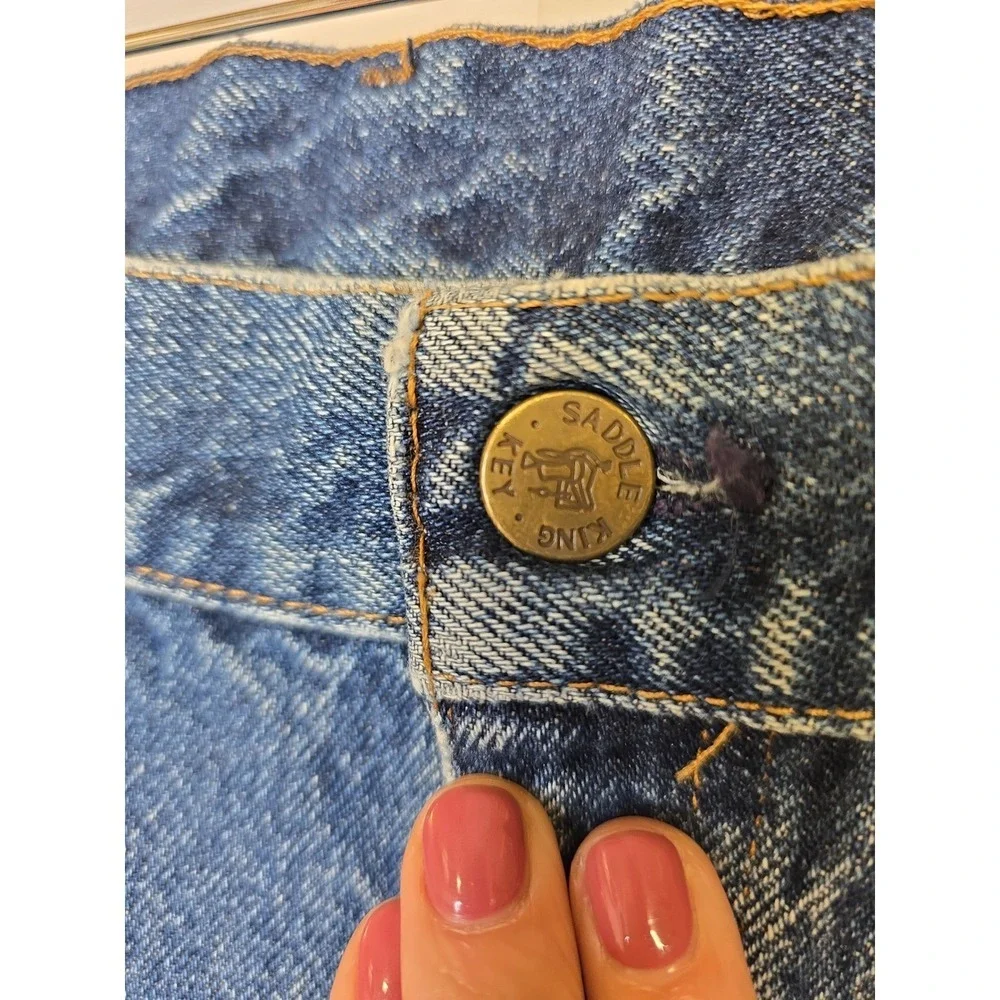Saddle King Key Mens Vintage Blue Denim Straight Leg Workwear‎ Jeans 34x29